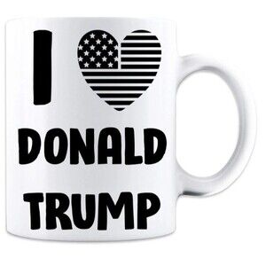 I Love Donald Trump Flag Heart Design Funny Coffee Mug - 11 oz Ceramic Cup